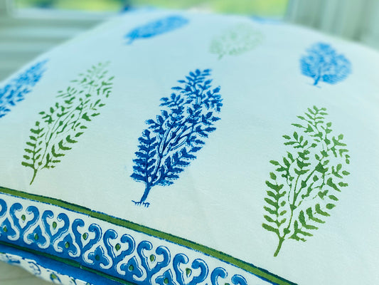 Blue Olive Green Boota Cushion Cover - Set of 2