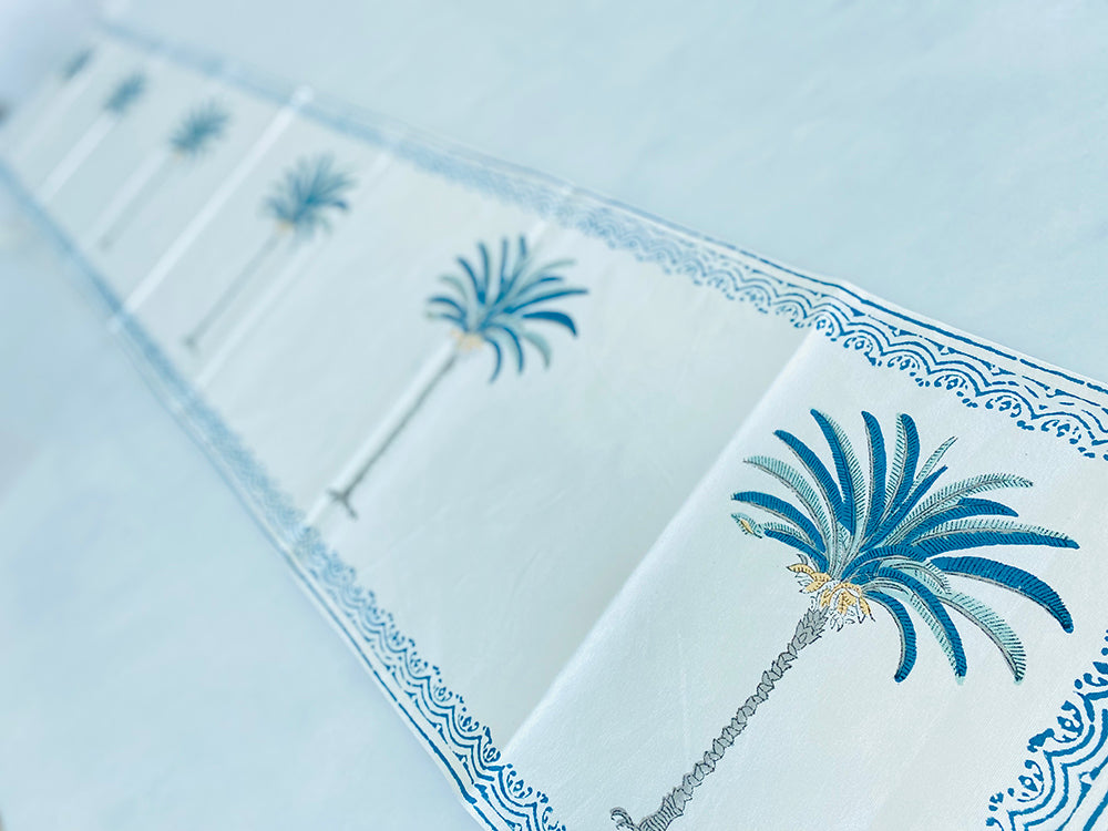 Blue Palm Table Runner