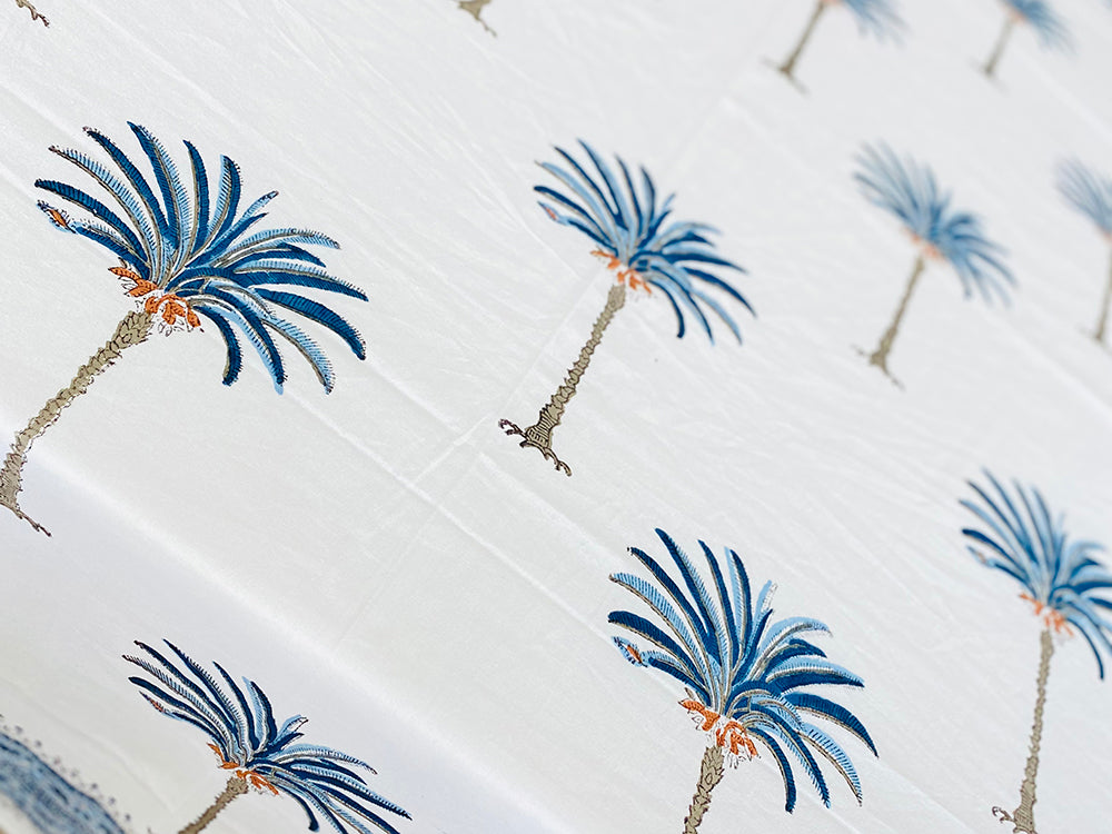 Blue Palm Tablecloth