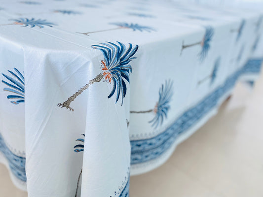 Blue Palm Tablecloth