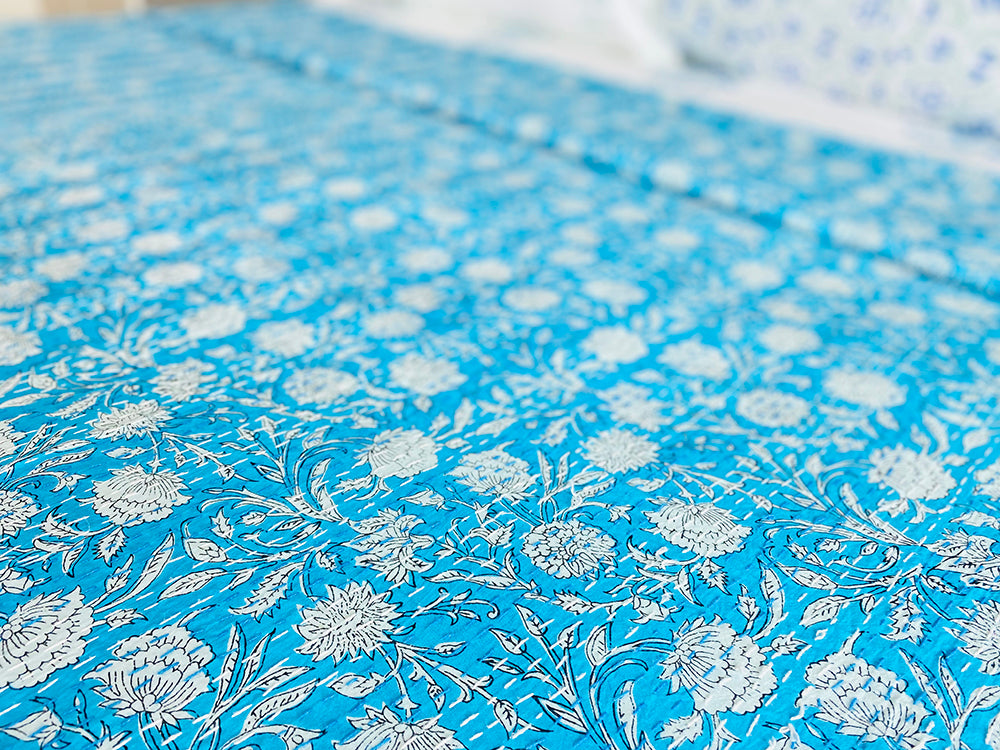 Firozi Garden Kantha Bedspread
