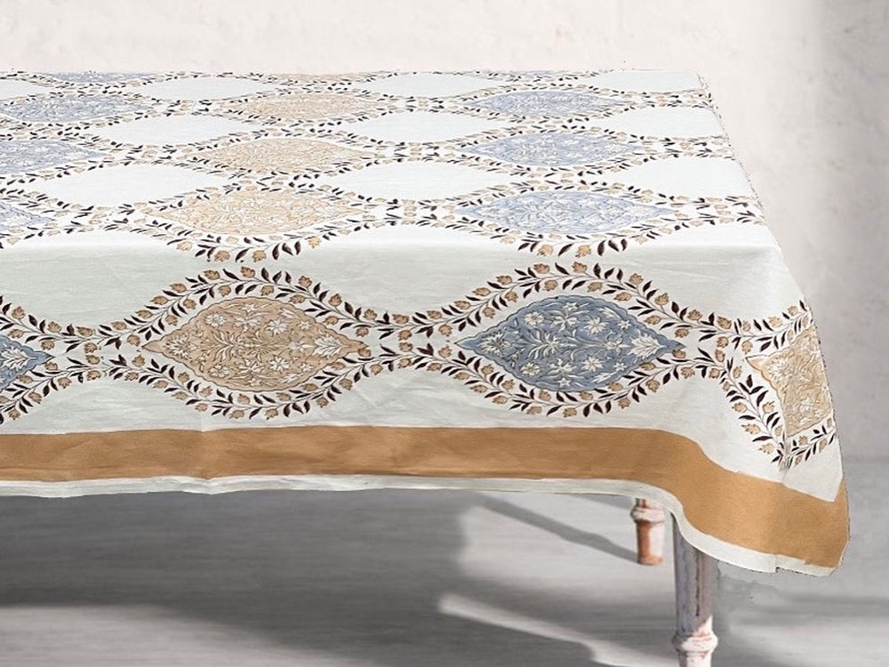 Gold Blue Jaal 8 seater Tablecloth