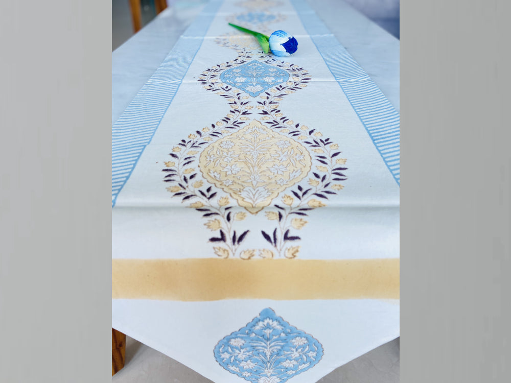 Gold Blue Table Runner