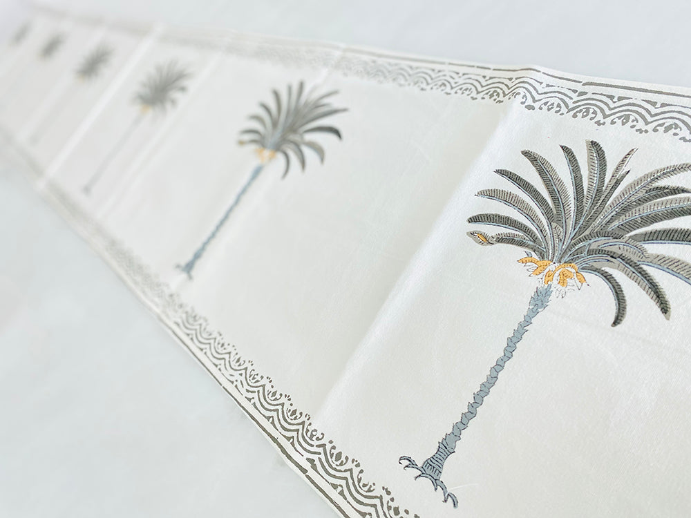 Grey Palm Table Runner