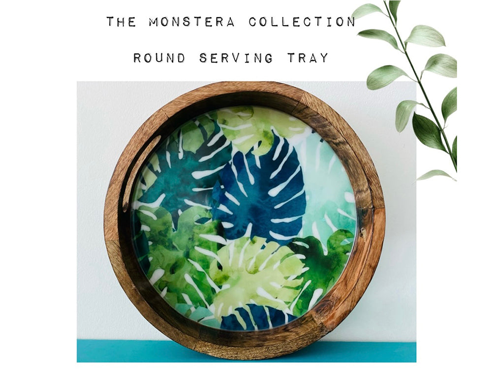 Monstera Round Serving Tray