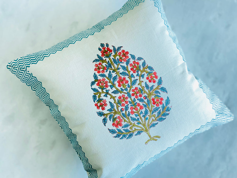 Orange Mughal Boota Cushion Cover - Set of 2