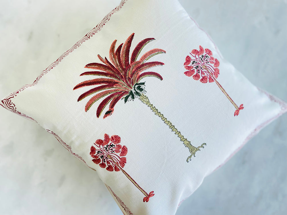 Peach Palm Cushion Cover