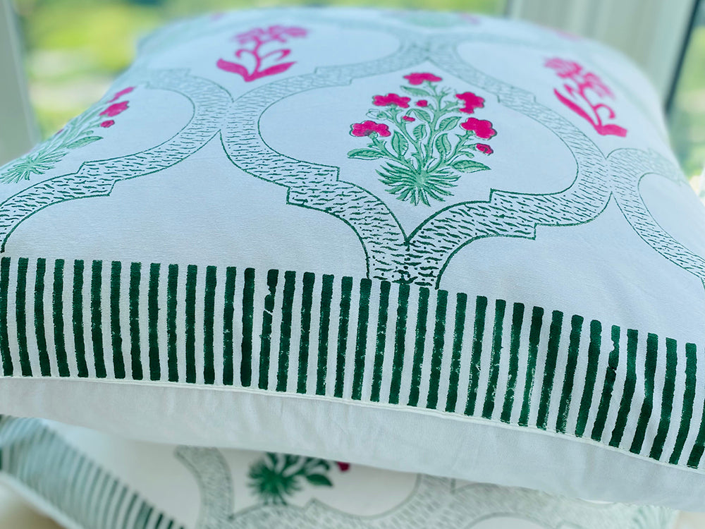 Pink Green Boota Cushion Cover - Set of 2