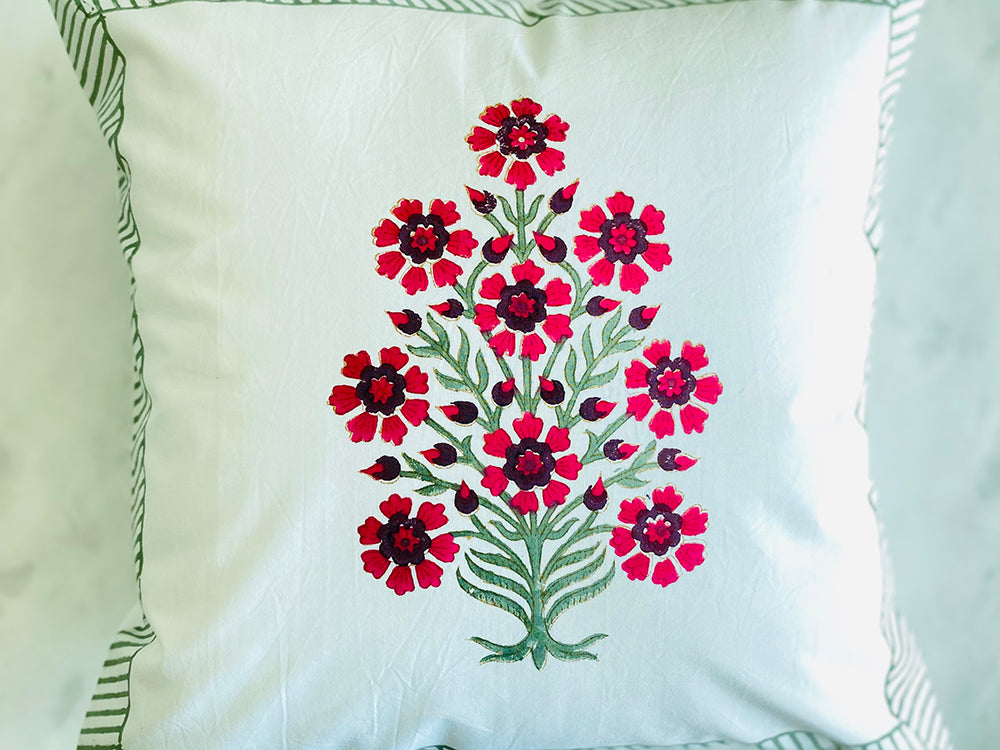 Red Boota Cotton Cushion Cover