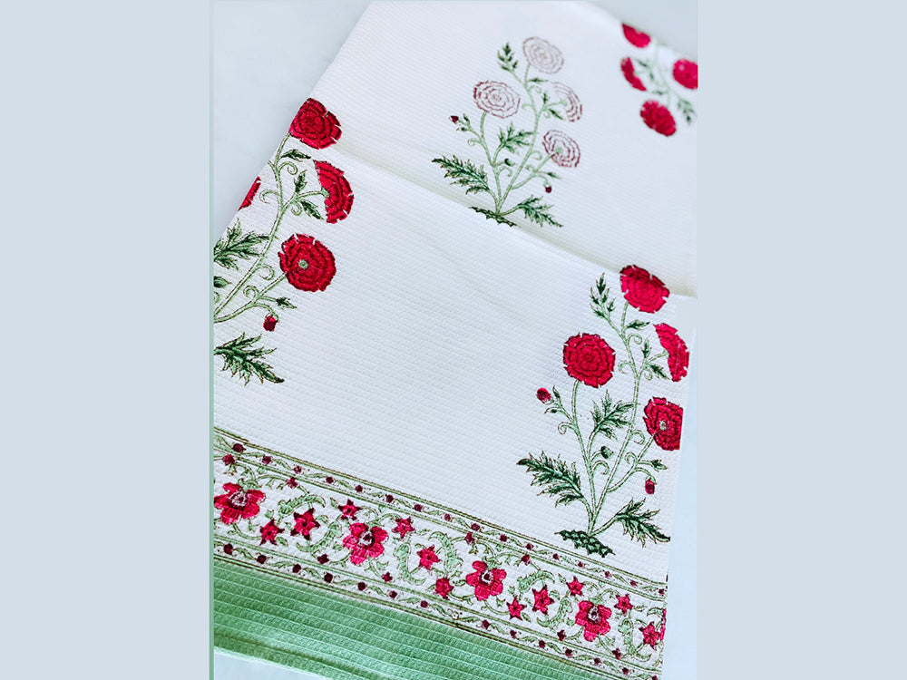 Red Mughal Boota Bath Towel - Set of 2