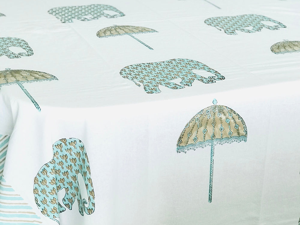 Royal Elephant Teal Tablecloth