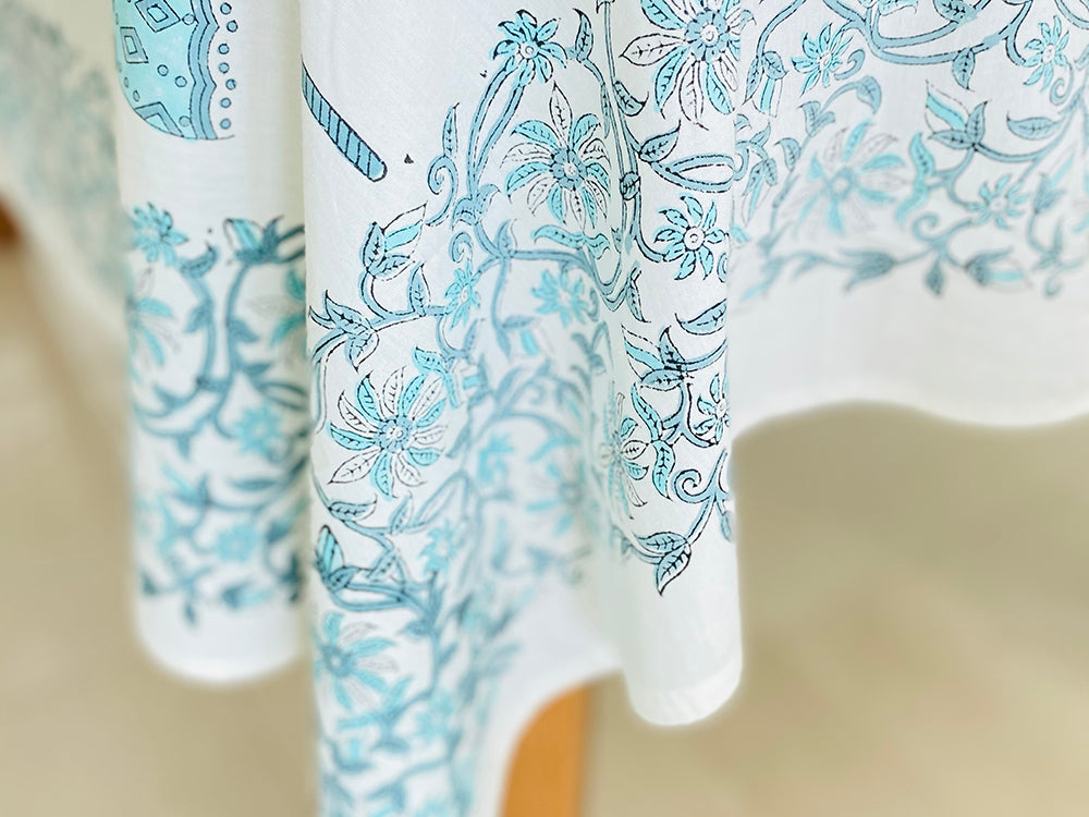 Royal Elephants Turquoise Tablecloth