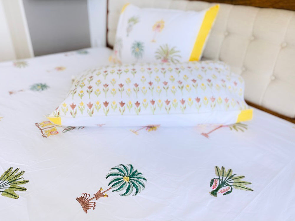 Yellow Palms Bedsheet Set