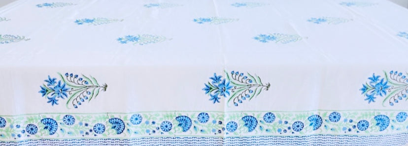 Blue Floral Boota 6 Seater Tablecloth