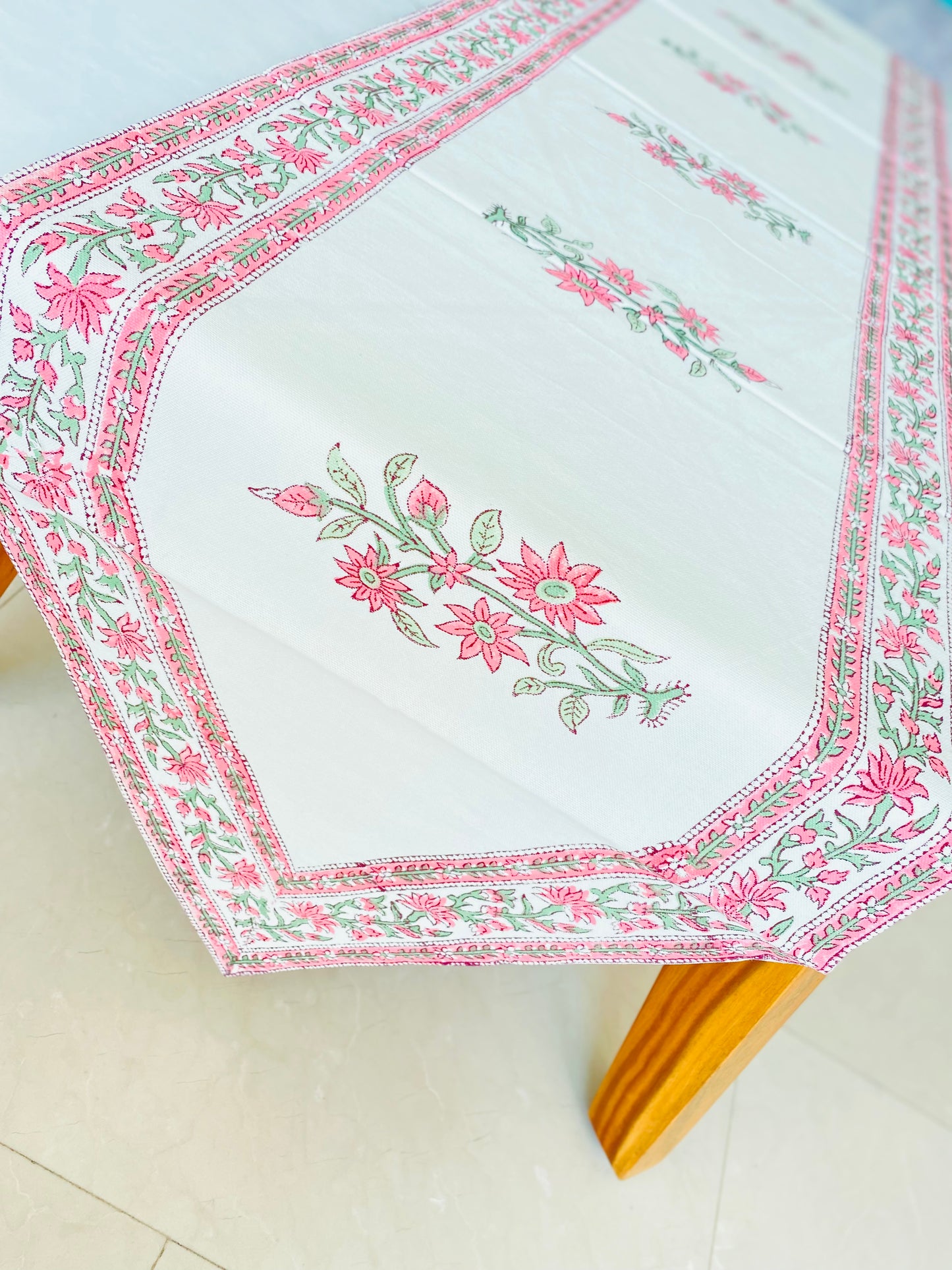Peach Floral Long Table Runner