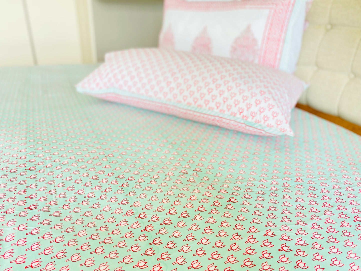 Teal & Pink King Bedsheet set
