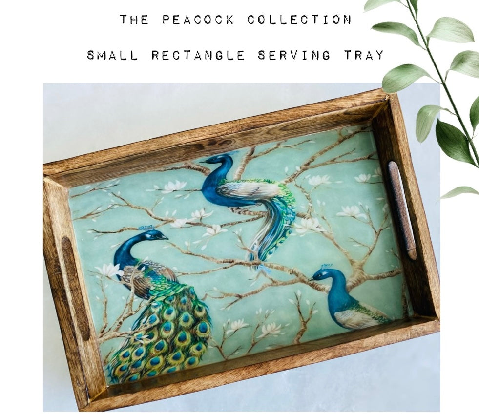 Peacock Rectangle Serving Trays