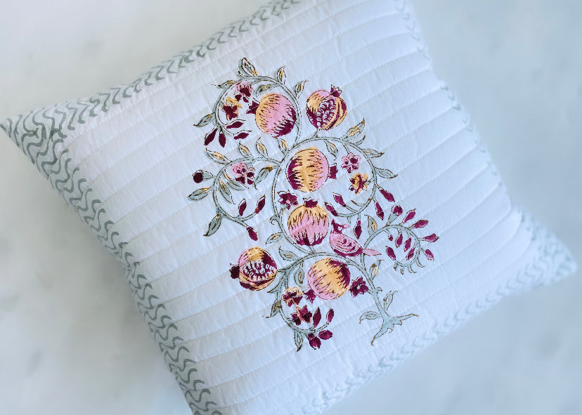 Peach Pomegranate Cushion Cover - Set of 2