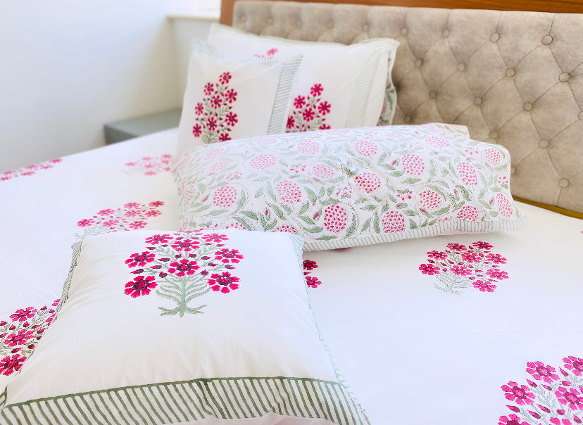 Red Mughal Boota Bedsheet set