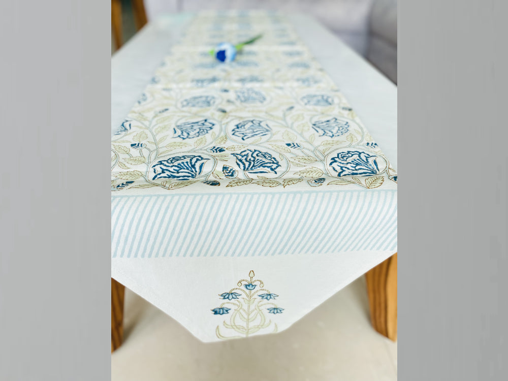 Blue Olive Green Table Runner