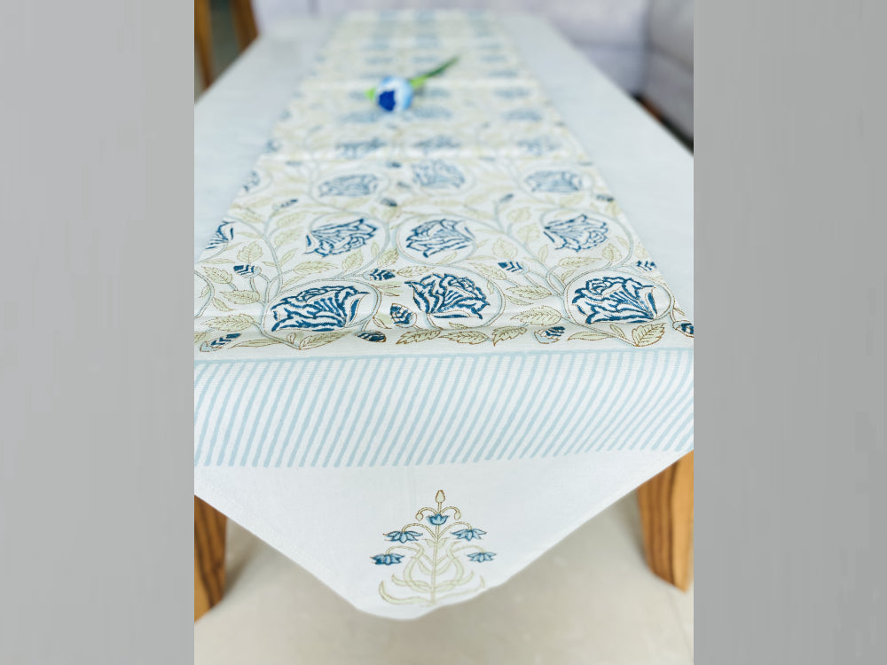 Blue Olive Green Table Runner