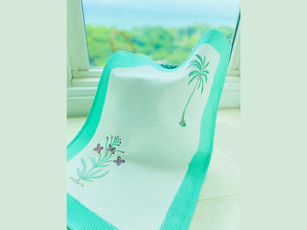 Green Palm Purple Hand Towel