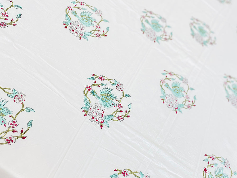 Paradise Bird Teal Tablecloth