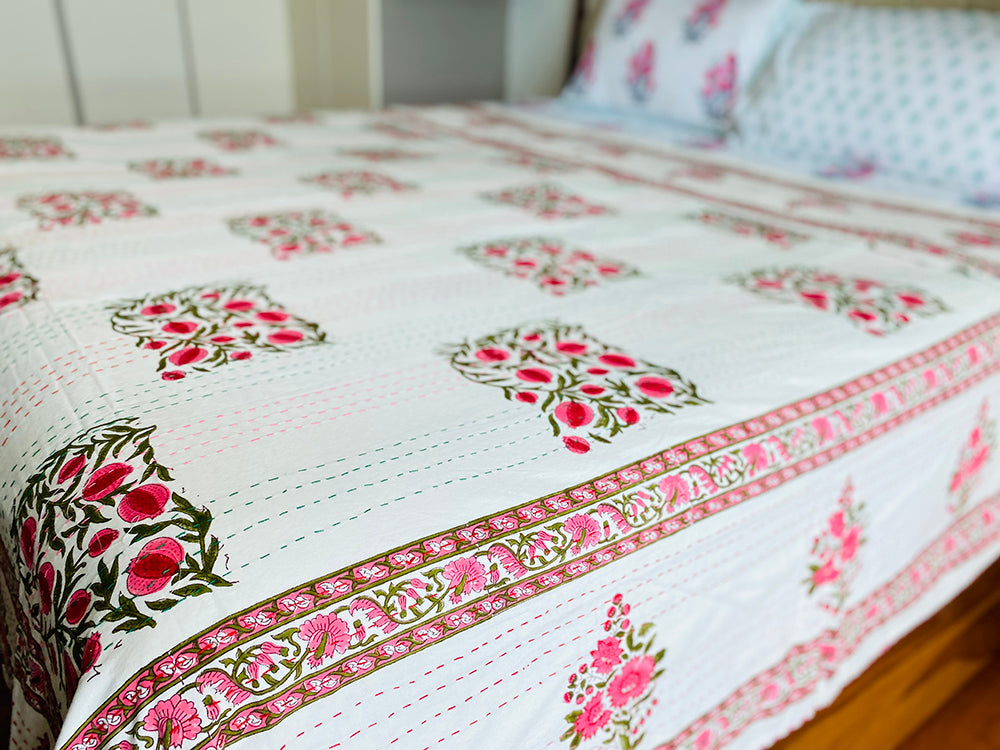 Pomegranate Kantha Bedspread