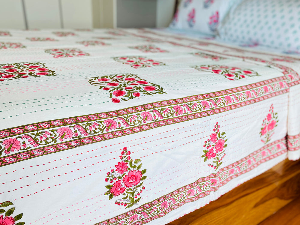 Pomegranate Kantha Bedspread