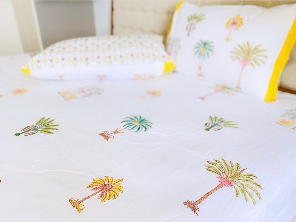 Yellow Palms Bedsheet Set