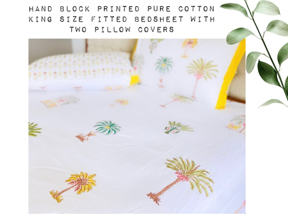 Yellow Palms Bedsheet Set