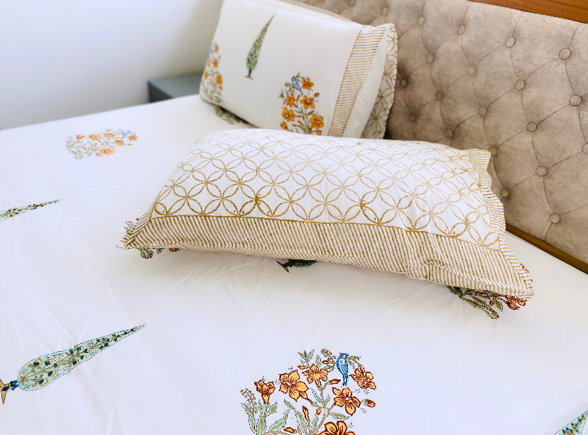 Yellow Floral Bird Bedsheet set