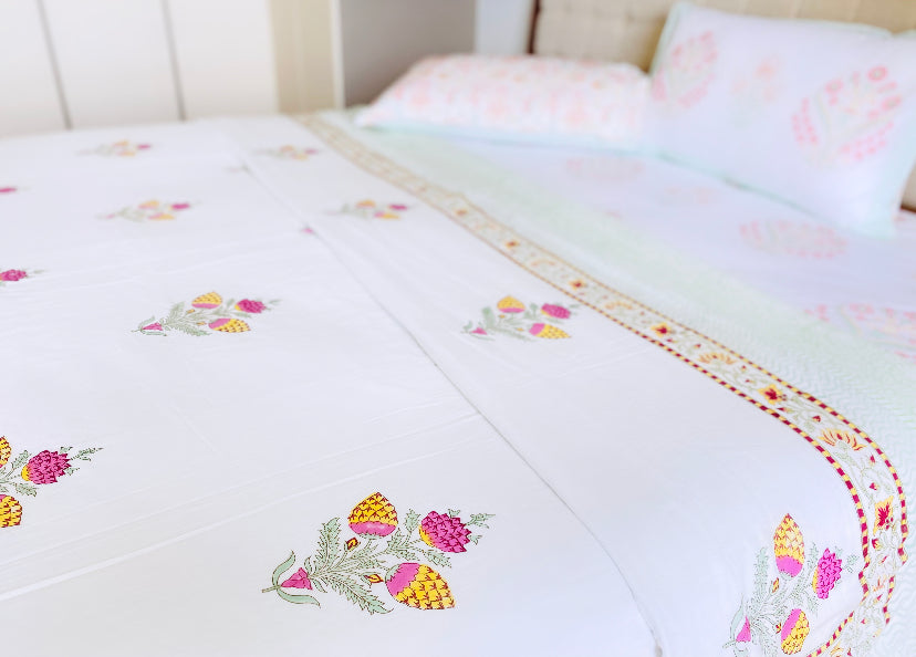 Yellow Pink Mughal Boota Dohar