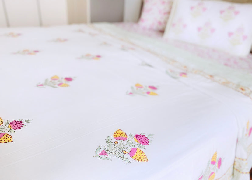 Yellow Pink Mughal Boota Dohar