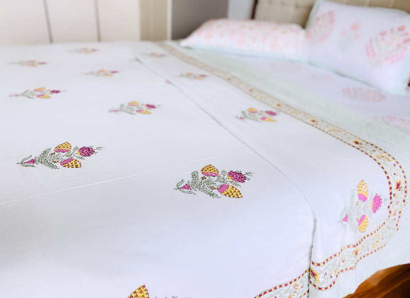 Yellow Pink Mughal Boota Dohar